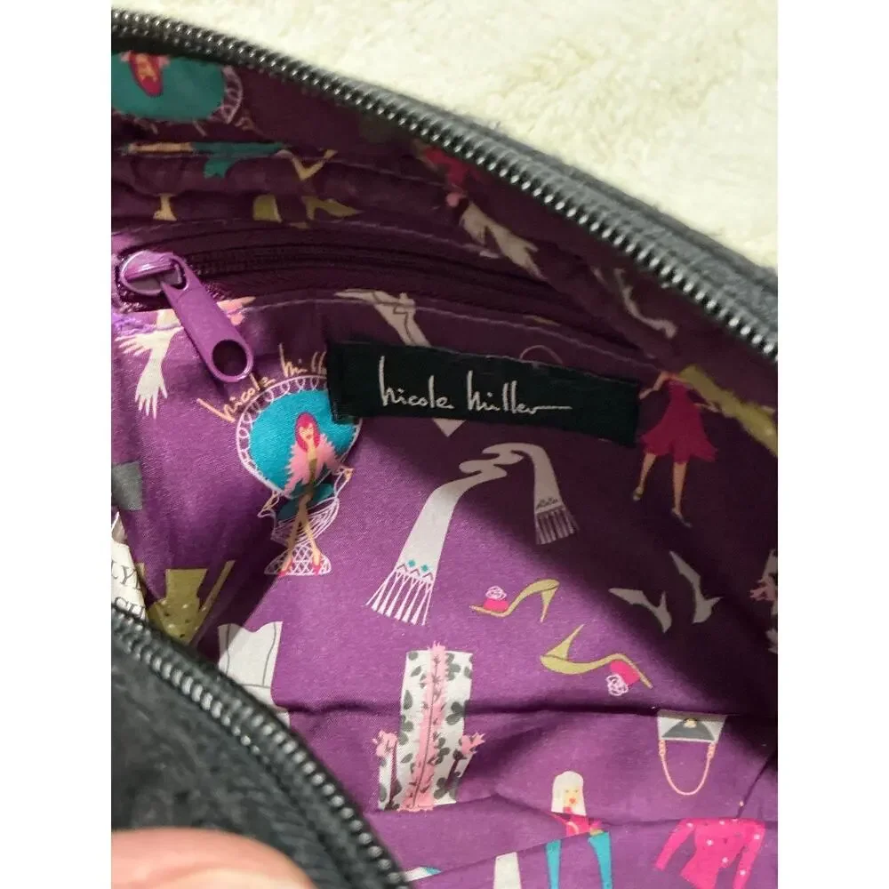 Nicole Miller Quilted Black Cosmetic Makeup Bag